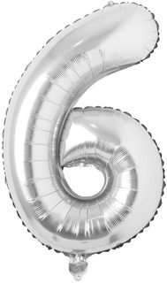 Nafukovací balónky čísla maxi stříbrné - 6