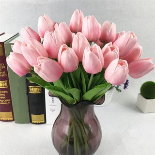 Umělé tulipány 10 ks - světle růžové