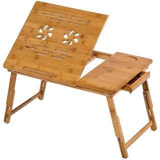 tectake 401653 stolek na notebook do postele 55x35x26cm skládací sklonitelný výškově stavitelný - hnědá hnědá dřevo