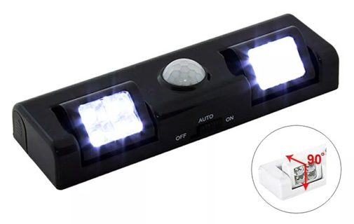 Bezdrátové LED noční světlo s 8 světelnými body a senzorem - černá (APT)