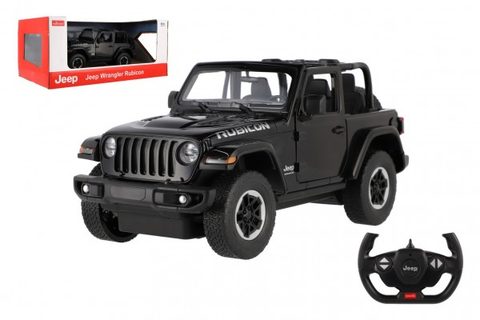 Auto RC Jeep Wrangler Rubicon černý plast 29cm 2,4GHz na dálk. ovl. na baterie v krabici 44x19x26cm