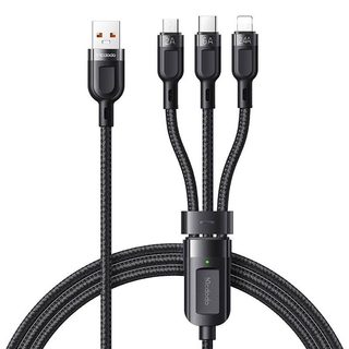 Kabel 3v1 USB na USB-C / Lightning / Micro USB, Mcdodo CA-0930, 6A, 1,2 m (černý)