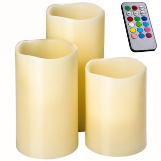 tectake 402409 led svíčky se změnou barvy a dálkovým ovládačem - bílá bílá vosk