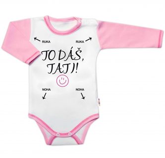 Body dlouhý rukáv s vtipným textem Baby Nellys, To dáš Tati!, vel. 68, holka