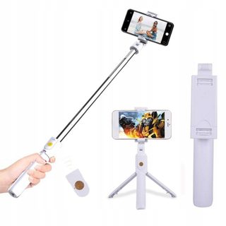 Selfie tyč 3v1 s funkcí stativu a ovladačem - bílá