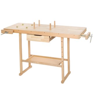 tectake 401451 dílenský stůl ponk2 dřevěný ponk se svěráky - hnědá hnědá dřevo