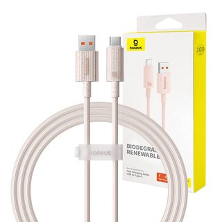 Rychlonabíjecí kabel Baseus USB na USB-C Habitat Series 1m 100W (růžový)