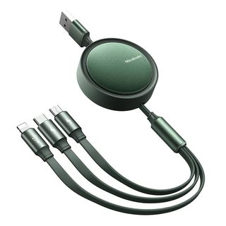 Kabel USB Mcdodo CA-7252 3v1 zatahovací 1,2m zelený