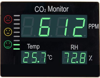 Detektor oxidu uhličitého CO2 s alarmem Hutermann ALARM CO2-2008, Měřič 'vydýchanosti vzduchu'