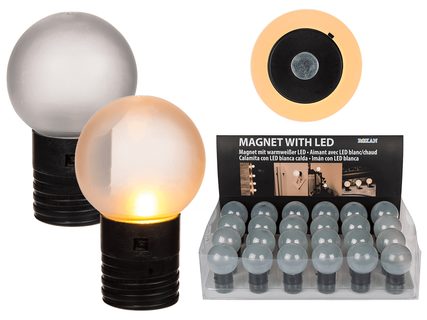 Koule s magnetem a bílou LED diodou - svítí bez elektřiny