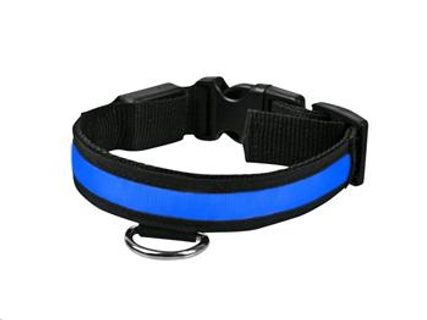Svítící a blikající obojek pro psy, pásek pro chodce a cyklisty velikost M, barva modrá