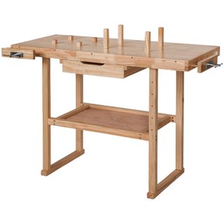 tectake 400915 dílenský stůl ponk1 dřevěný ponk se svěráky - hnědá hnědá dřevo