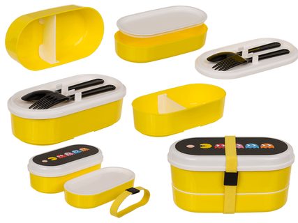 Krabička na oběd, Pac-Man, včetně vidličky a lžíc