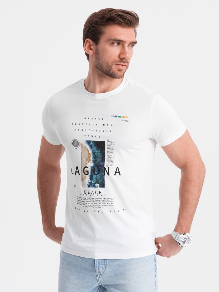 Bílé tričko s nápisem Laguna V1 TSPT-0127