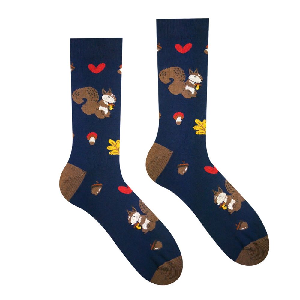 Ponožky s podzimním motivem Veverky