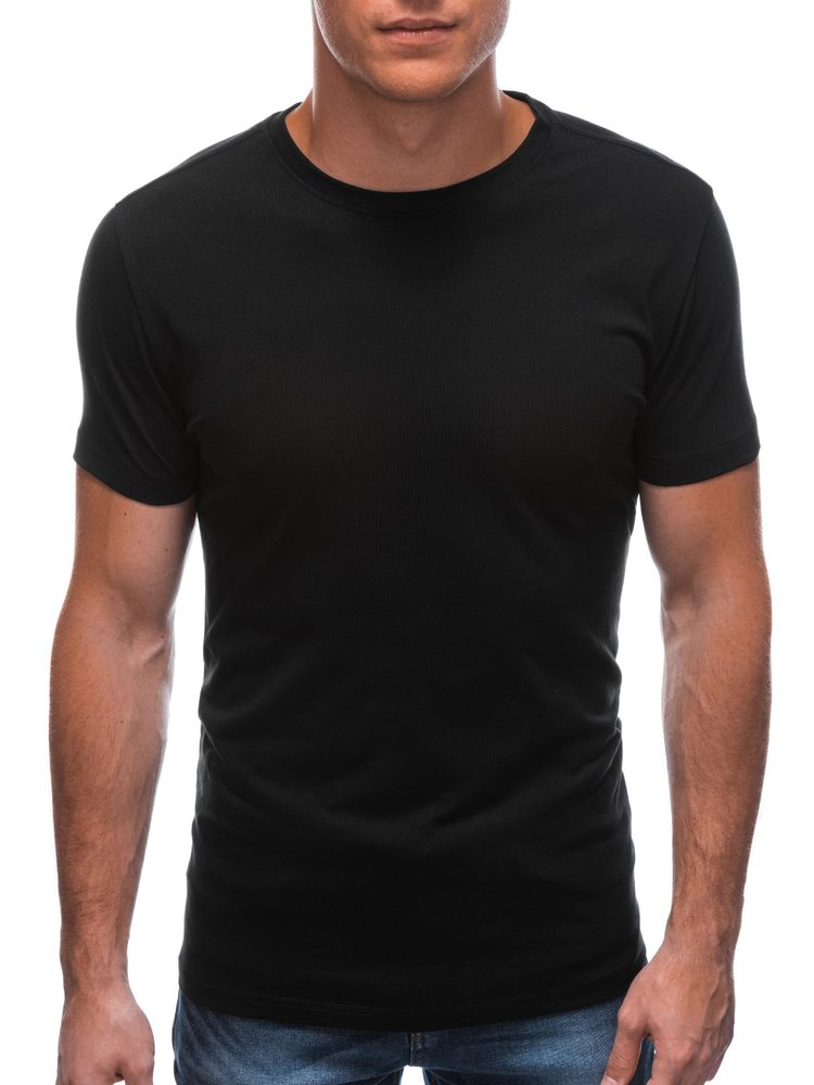 Černé bavlněné tričko s krátkým rukávem S1683