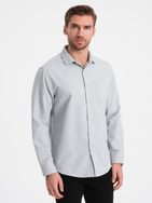 Ležérní jasně šedá košile s kapsou V2 SHCS-0148