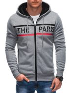 Trendy šedá mikina s kapucí PARIS B1625