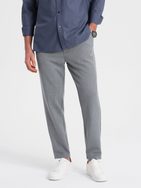 Pánské šedé chinos kalhoty s elastickým pasem V1 PACP-0158