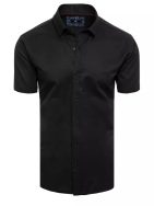 Módní černá jednobarevná košile s krátkým rukávem