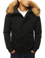Černá zimní bunda s kapucí