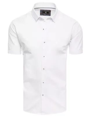 Módní bílá jednobarevná košile s krátkým rukávem