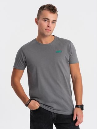 Jedinečné šedé bavlněné tričko s nášivkou V1 TSCT-0151