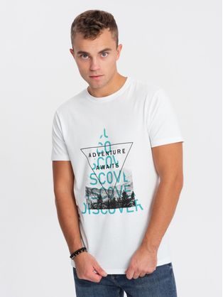 Jedinečné bílé tričko s trendy motivem V1 TSPT-0165