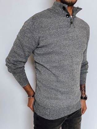 Trendy šedý svetr se zapínáním na knoflíky