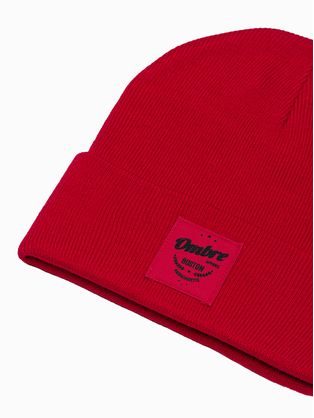 Červená stylová pánská čepice H103