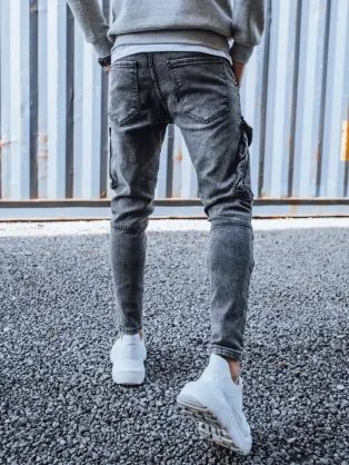 Pohodlné granátové pánské džíny