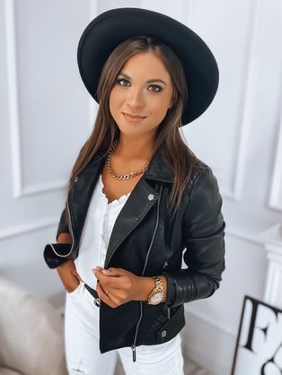 Moderní dámská černá koženková bunda Eligio