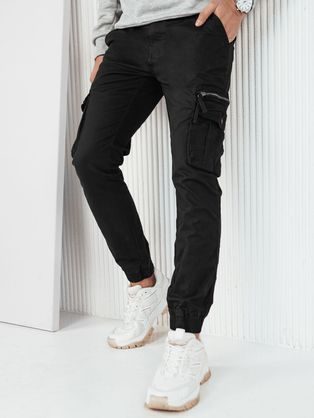 Moderní kapsáčové černé jogger kalhoty