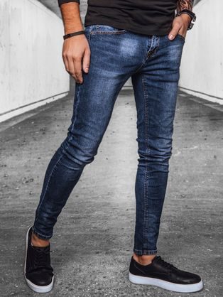 Elegantní slim fit modré pánské džíny