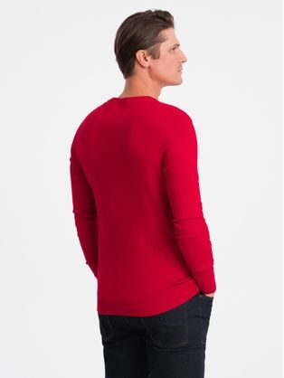 Klasický červený svetr s kulatým výstřihem V5 SWBS-0106