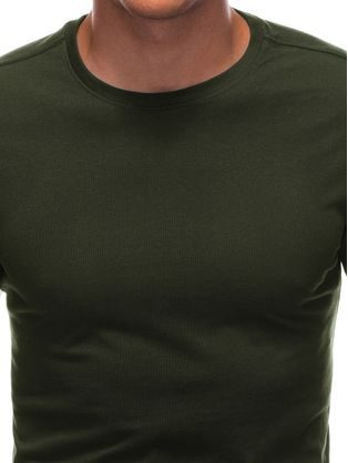Olivové bavlněné tričko s krátkým rukávem S1683