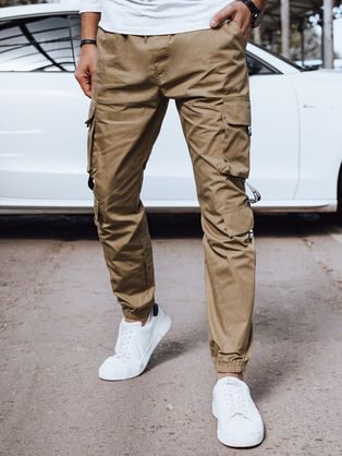 Nadčasové khaki kapsáčové jogger kalhoty