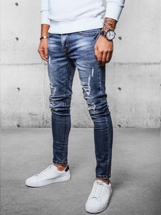 Stylové děravé modré pánské džíny