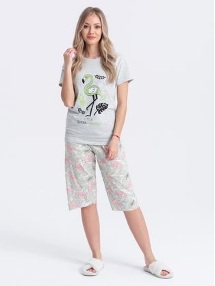 Trendy šedo zelené dámské pyžamo ULR160