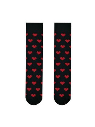 Veselé černé ponožky Srdíčka