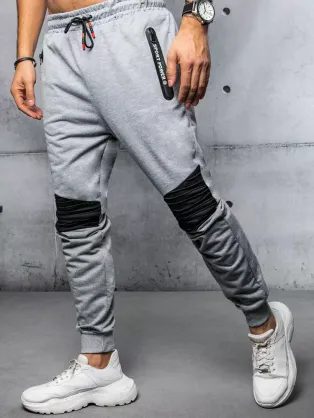 Módní jogger kalhoty v šedé barvě P1372
