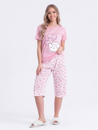 Růžové dámské pyžamo s popisem ULR280