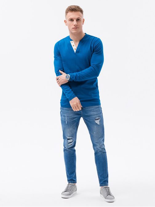 Tričko s dlouhým rukávem v modré barvě L133