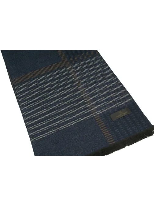 Oboustranný modrý pánský šál se vzorem