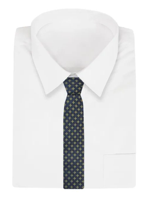 Vzorovaná modro-žlutá pánská kravata