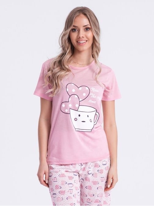 Růžové dámské pyžamo s popisem ULR280