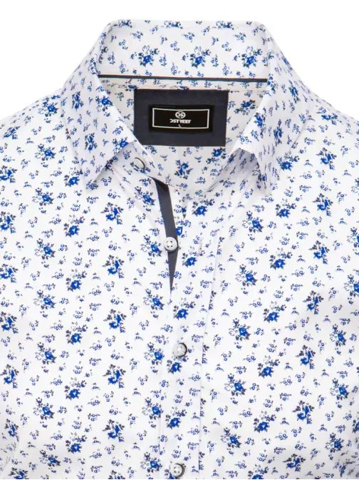 Bílá košile s modrým florálním vzorem