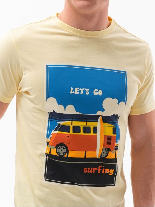 Veselé žluté tričko na léto Surfing S1434 V-8B