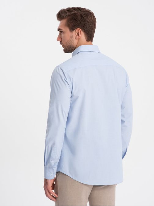Bavlněná jasně modrá košile v jednoduchém provedení V1 SHOS-0154