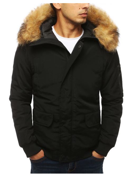 Černá zimní bunda s kapucí